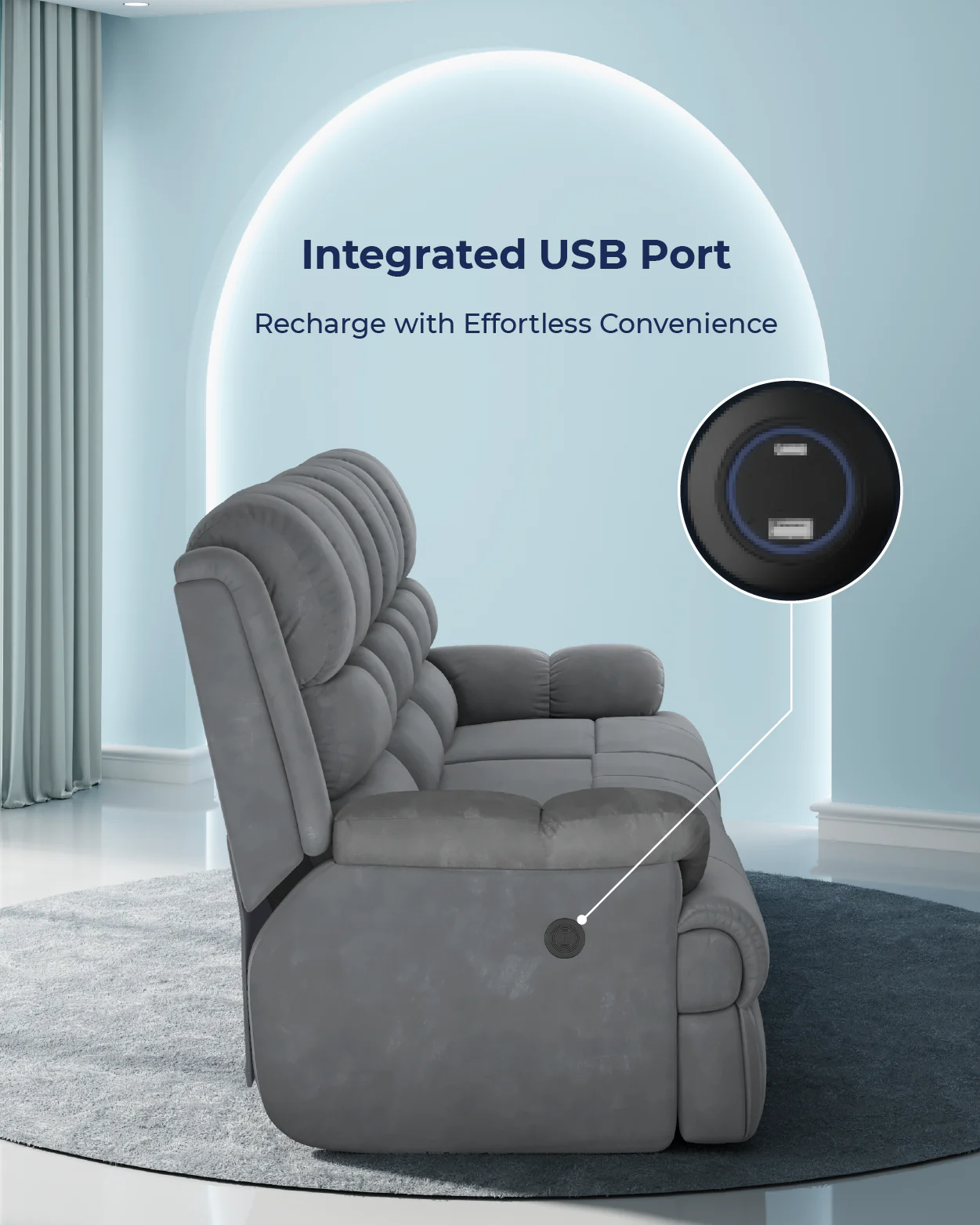 Luxe Motorised Recliner Sofa (3-Seater) - Image 4